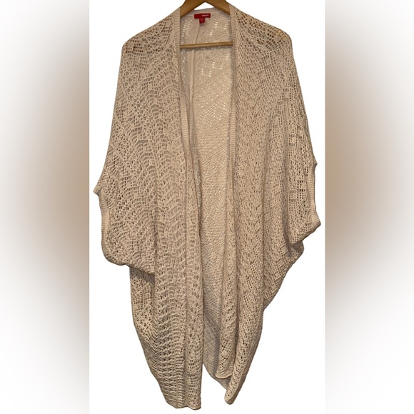 Bongo 100% Cotton Open Front Crochet Knit Cardigan Beige Size 3X Boho Festival - Picture 1 of 7